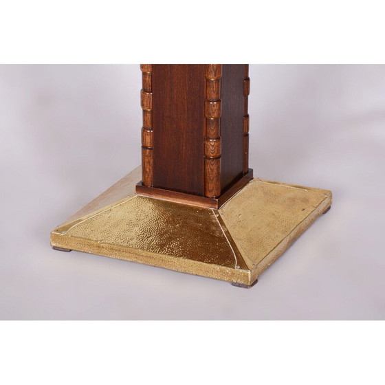 Image 1 of Tavolino Art Déco vintage in rovere e ottone, Cecoslovacchia 1920