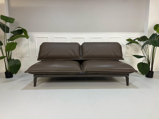 Rolf Benz Nova Designer Sofa Leather Brown Sleeping function Guest bed