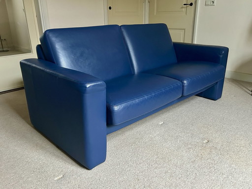 Framati Design 2-Seater Blue Leather Sofa