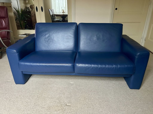 Framati Design 2-Seater Blue Leather Sofa