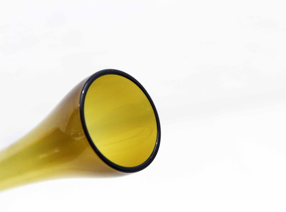 Image 1 of Vaso in vetro ambrato in stile Art Déco vintage, fine anni '70