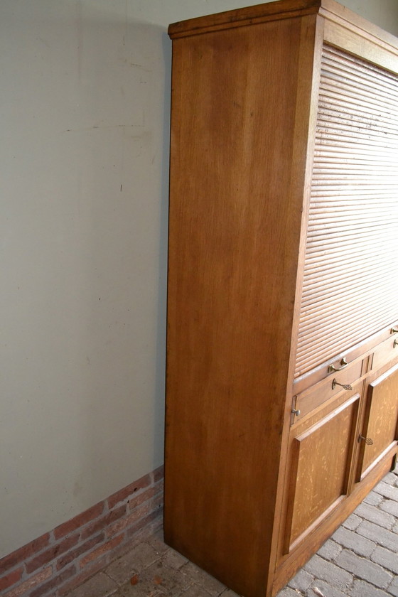 Image 1 of Classic Oak Shutter Cabinet With Secretaire.