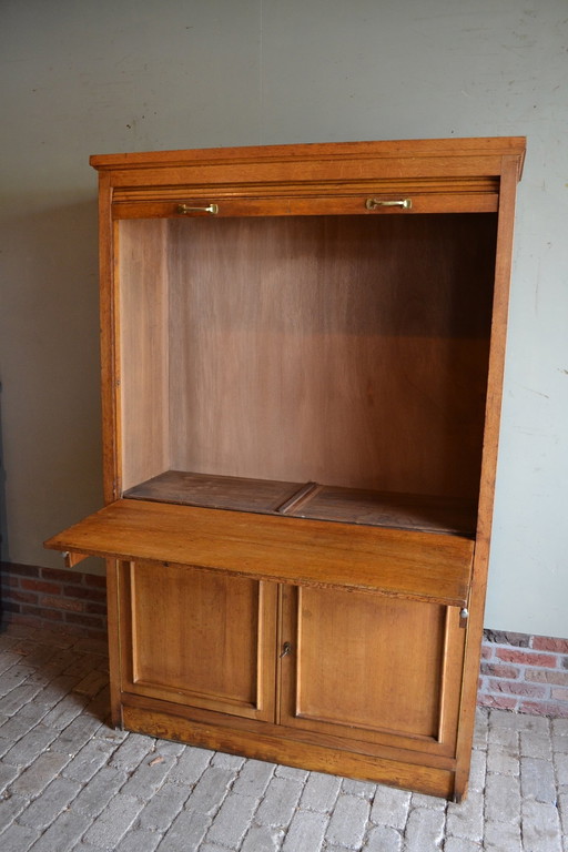 Classic Oak Shutter Cabinet With Secretaire.