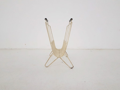 Porte-revues en métal blanc Mid Century