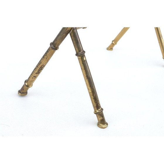 Image 1 of Mid-century Danish brass and bamboo magazine rack, 1960-1970s