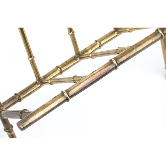 Image 1 of Mid-century Danish brass and bamboo magazine rack, 1960-1970s