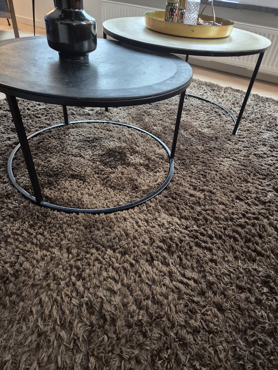 Image 1 of 2X Coffee Table Metal Gold And Black