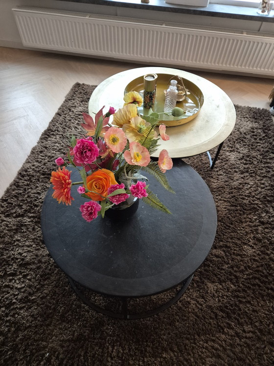 Image 1 of 2X Coffee Table Metal Gold And Black