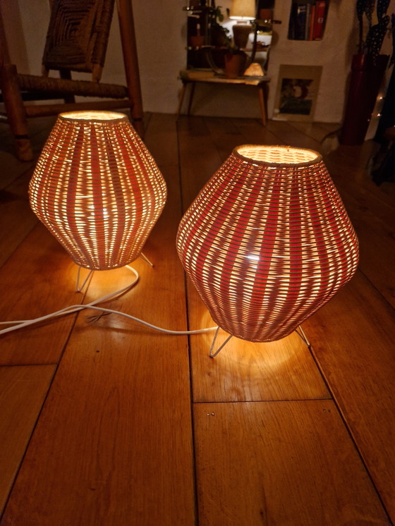 Image 1 of 2 rattan table lamps boho