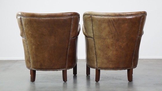 Image 1 of 2 X Beef Leather Armchair With Reversible Kelim Seat Cushion