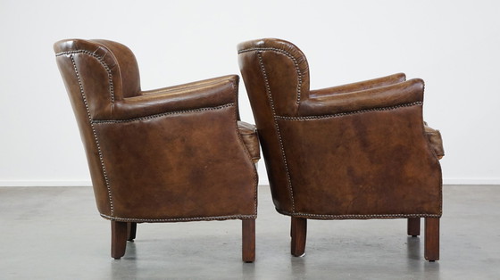 Image 1 of 2 X Beef Leather Armchair With Reversible Kelim Seat Cushion