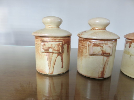 Series Of 6 Ceramic Spice Pots, Vallauris, France, 1960