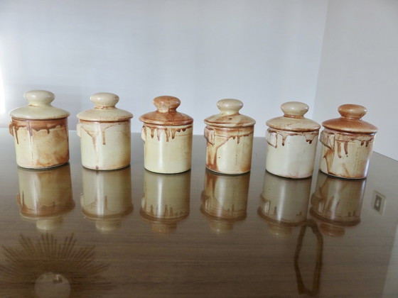 Image 1 of Series Of 6 Ceramic Spice Pots, Vallauris, France, 1960