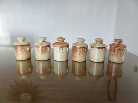 Image 1 of Series Of 6 Ceramic Spice Pots, Vallauris, France, 1960