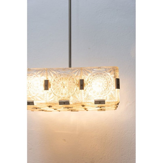 Image 1 of Vintage glass and chrome steel suspension by Kamenický Šenov, Czechoslovakia 1970