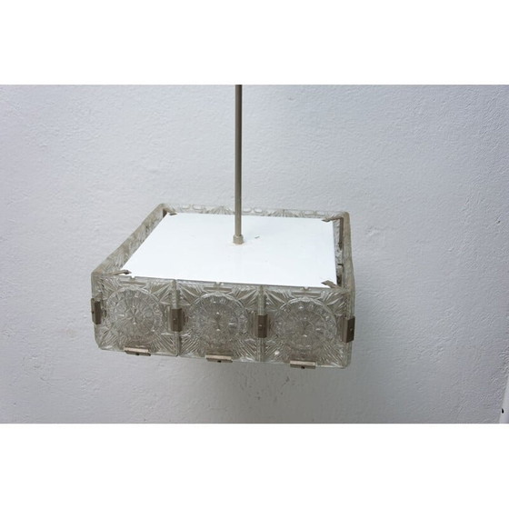 Image 1 of Vintage glass and chrome steel suspension by Kamenický Šenov, Czechoslovakia 1970