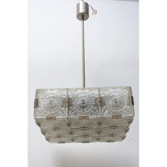 Image 1 of Vintage glass and chrome steel suspension by Kamenický Šenov, Czechoslovakia 1970