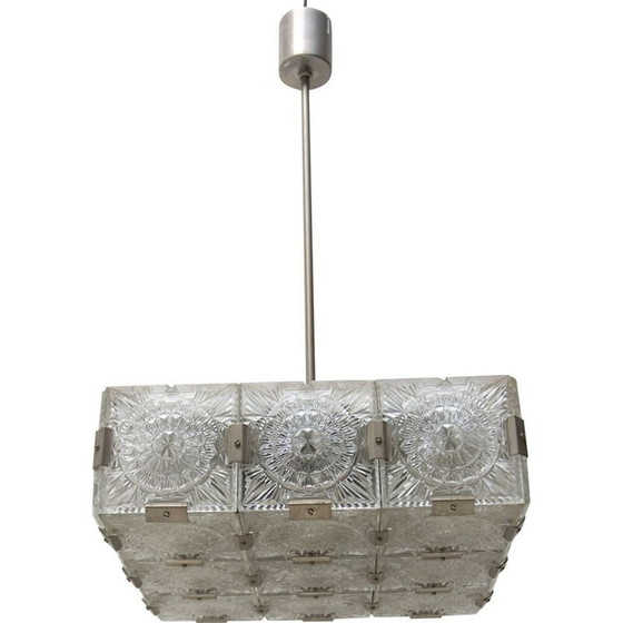 Image 1 of Vintage glass and chrome steel suspension by Kamenický Šenov, Czechoslovakia 1970