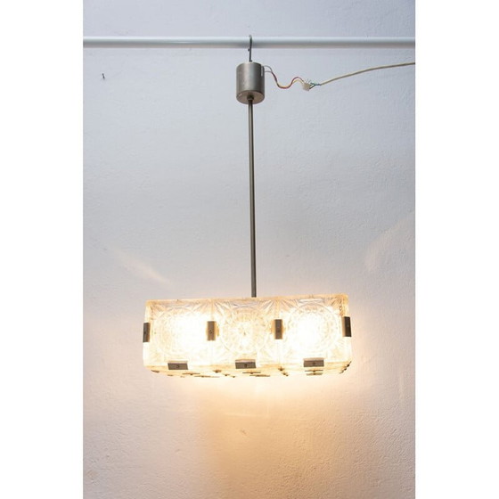 Image 1 of Vintage glass and chrome steel suspension by Kamenický Šenov, Czechoslovakia 1970