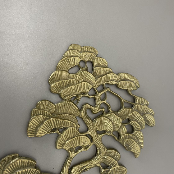 Image 1 of Vintage Modernist Brass Wall Object Decoration Sculpture Bonsai, Germany, 1960S