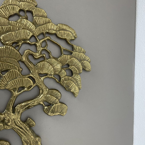 Image 1 of Vintage Modernist Brass Wall Object Decoration Sculpture Bonsai, Germany, 1960S