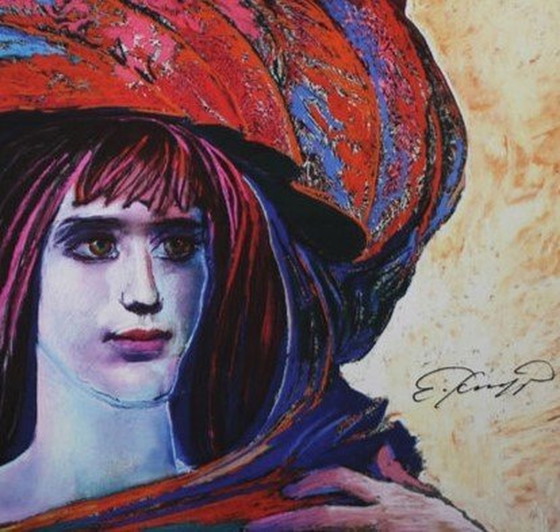 Image 1 of Ernst Fuchs - Girl In Big Hat, Giclee Print