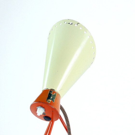 Image 1 of Lampada da tavolo vintage modello 1816 in metallo color crema e arancione di Josef Hurka per Napako, Cecoslovacchia 1950
