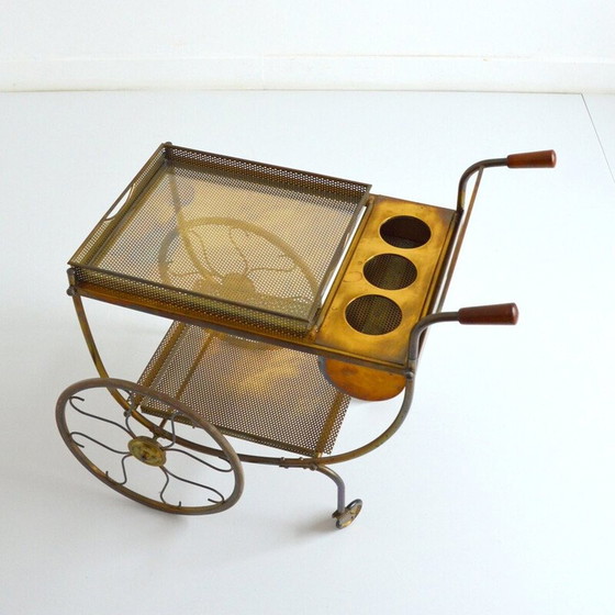 Image 1 of Vintage brass and glass serving cart by Josef Frank for Svenskt Tenn, Sweden
