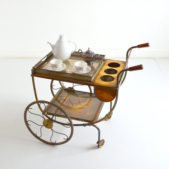Image 1 of Vintage brass and glass serving cart by Josef Frank for Svenskt Tenn, Sweden