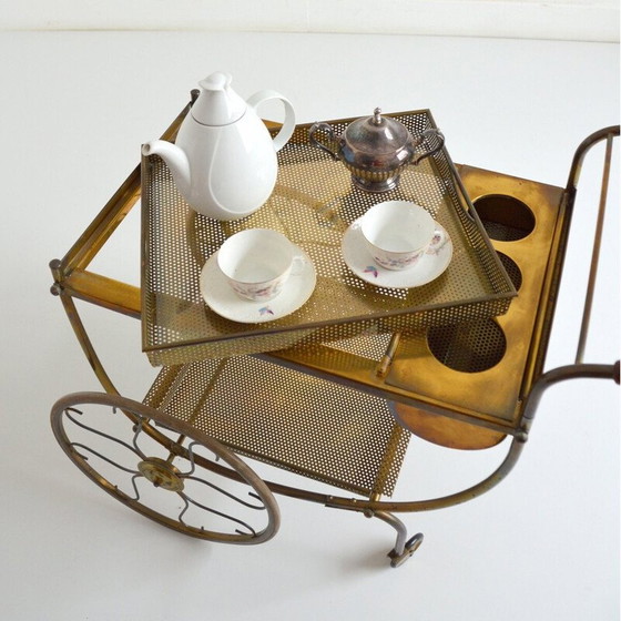 Image 1 of Vintage brass and glass serving cart by Josef Frank for Svenskt Tenn, Sweden