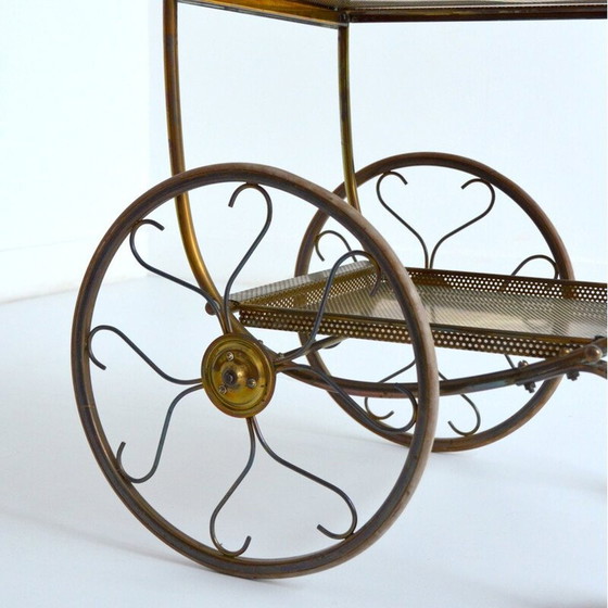 Image 1 of Vintage brass and glass serving cart by Josef Frank for Svenskt Tenn, Sweden