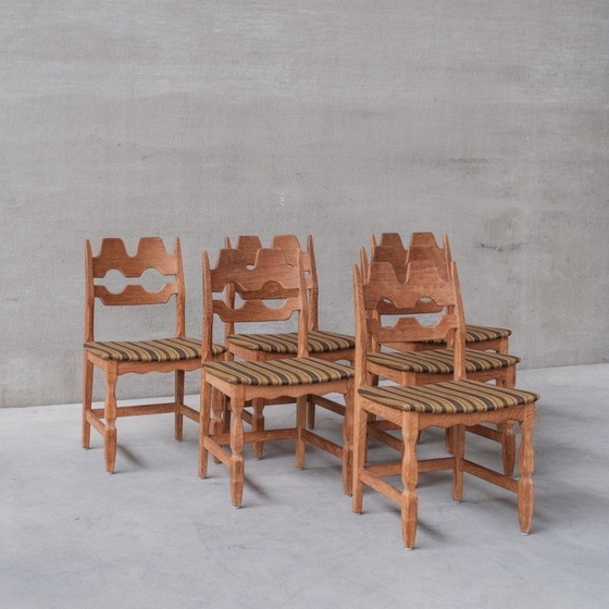 Image 1 of Set of 6 vintage Danish oakwood Razor dining chairs, 1960s