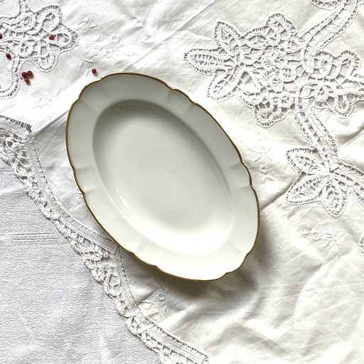 Lot De 2 Raviers Petit Plat De Service Porcelaine Blanche Et Dorure Limoges Charles Field Haviland