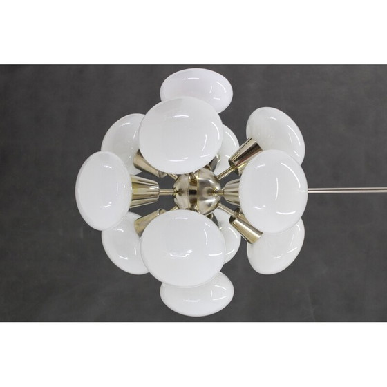 Image 1 of Vintage chrome plated  12-Flamming chandelier by Sputnik, Czechoslovakia 1970s