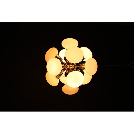 Image 1 of Vintage chrome plated  12-Flamming chandelier by Sputnik, Czechoslovakia 1970s