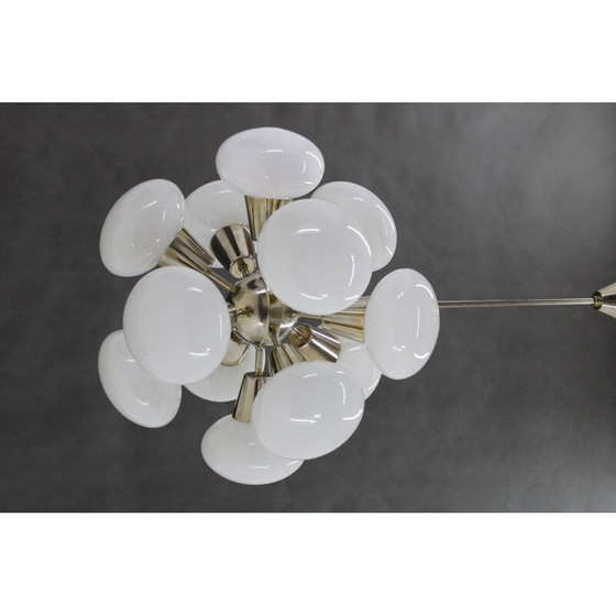Image 1 of Vintage chrome plated  12-Flamming chandelier by Sputnik, Czechoslovakia 1970s