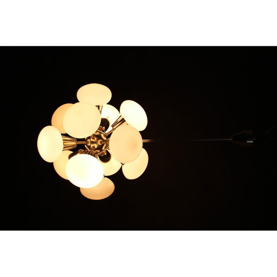 Image 1 of Vintage chrome plated  12-Flamming chandelier by Sputnik, Czechoslovakia 1970s
