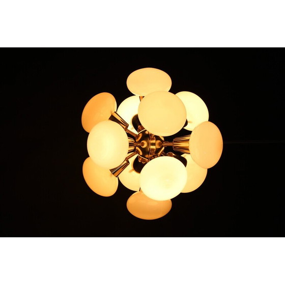 Image 1 of Vintage chrome plated  12-Flamming chandelier by Sputnik, Czechoslovakia 1970s
