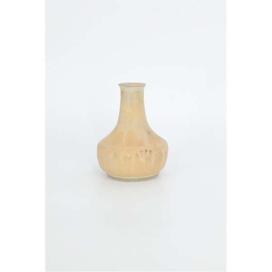 Image 1 of Vintage sand brown stoneware collectible vase by Gunnar Borg for Höganäs Ceramics, Sweden 1960