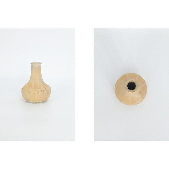 Image 1 of Vintage sand brown stoneware collectible vase by Gunnar Borg for Höganäs Ceramics, Sweden 1960