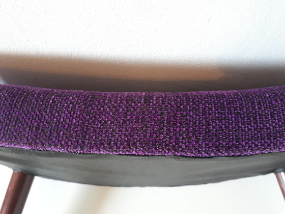 Image 1 of Poggiapiedi vintage anni '50, poggiapiedi viola appena rivestito