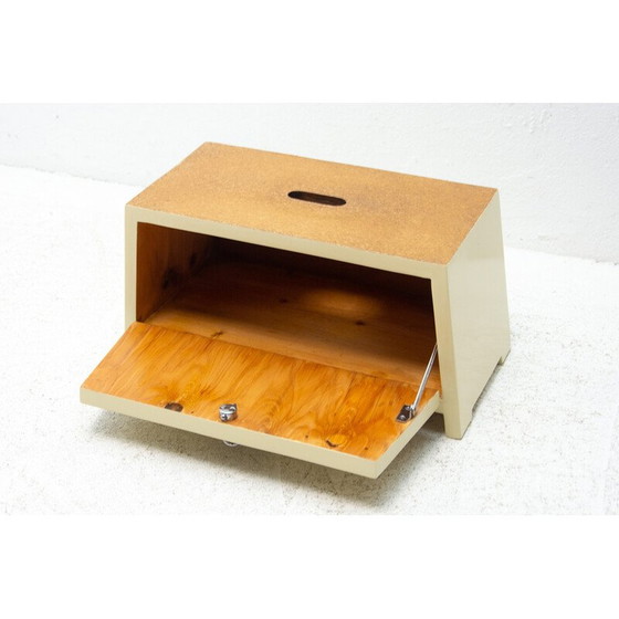 Image 1 of Vintage shoe cabinet in varnished spruce wood and chrome, Czechoslovakia 1960s