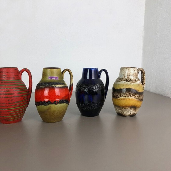 Image 1 of Set of 5 vintage vases Fat Lava "414-16" by Scheurich, Germany