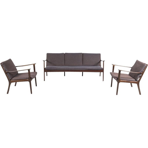 Vintage living room set Pj 112 by Ole Wanscher for Poul Jeppessen, 1960