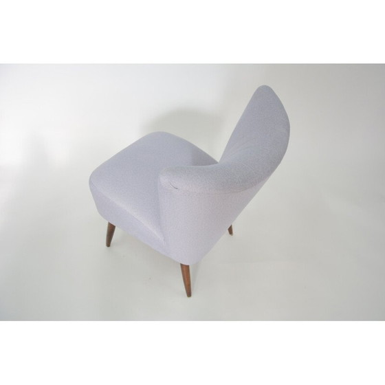 Image 1 of Poltrona da cocktail vintage in tessuto grigio chiaro e legno, 1950