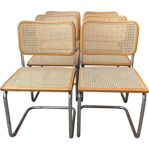 Set of 6 vintage B32 Cesca chairs by Marcel Breuer, Italy 1970