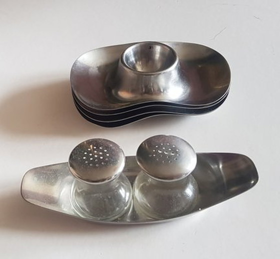 Image 1 of Egg Cup Salt And Pepper Shakers By Wilhelm Wagenfeld For Wmf, 1960S, Set Of 5