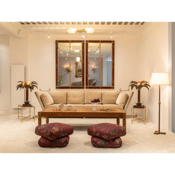 Image 1 of Pair of vintage gilded wood mirrors in bamboo and silk style, 1870