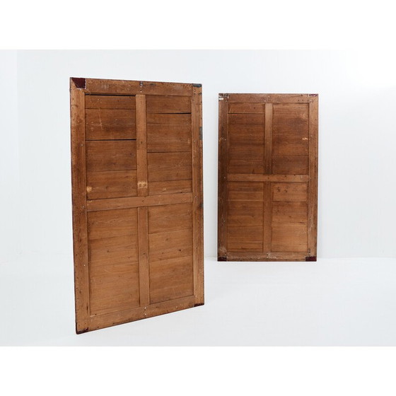 Image 1 of Pair of vintage gilded wood mirrors in bamboo and silk style, 1870