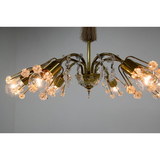 Image 1 of Vintage chandelier with 6 flames in lacquered brass by Emil Stejnar for Rupert Nikoll, Austria 1950